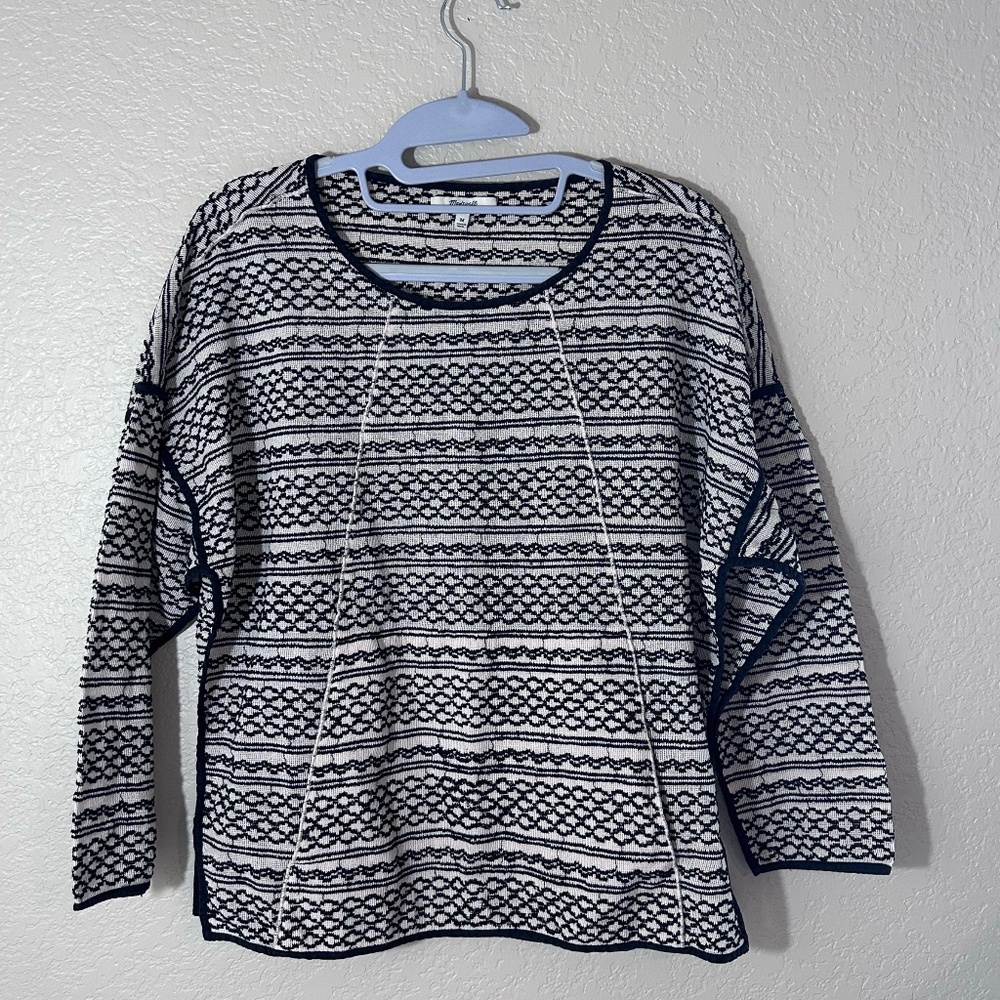 Madewell Pullover Sweater, Crochet Knit with Pocket